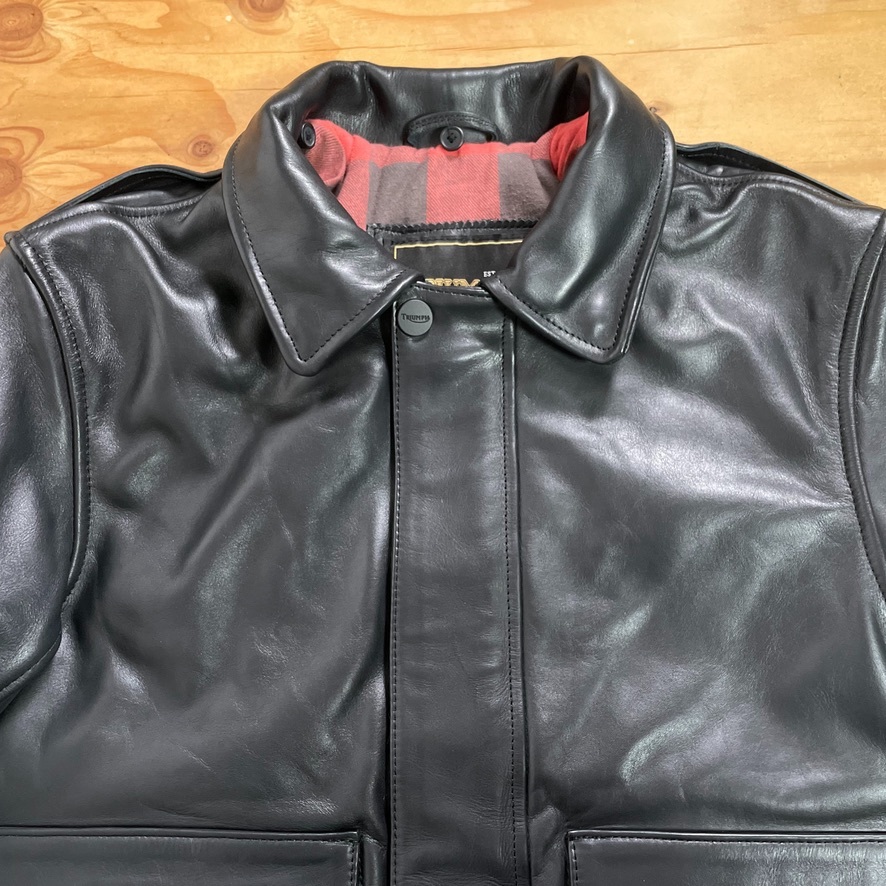  не использовался *TRIUMPH Triumph кожа "куртка пилота" черный /S * мотоцикл Single Rider's милитари внешний Bonneville 