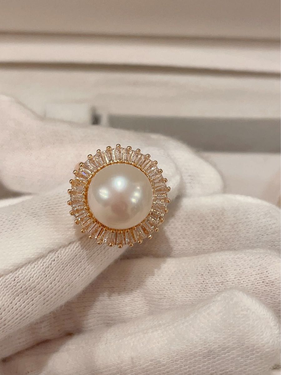 淡水 白蝶パール　リング　指輪　天然色　本真珠　11.5-12mm