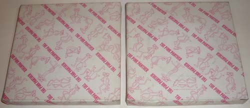 * not for sale * Pink Panther * ceramics made *. plate *2 pieces set [ boxed * unused ] novelty goods * Chiba . industry Bank *... silver 