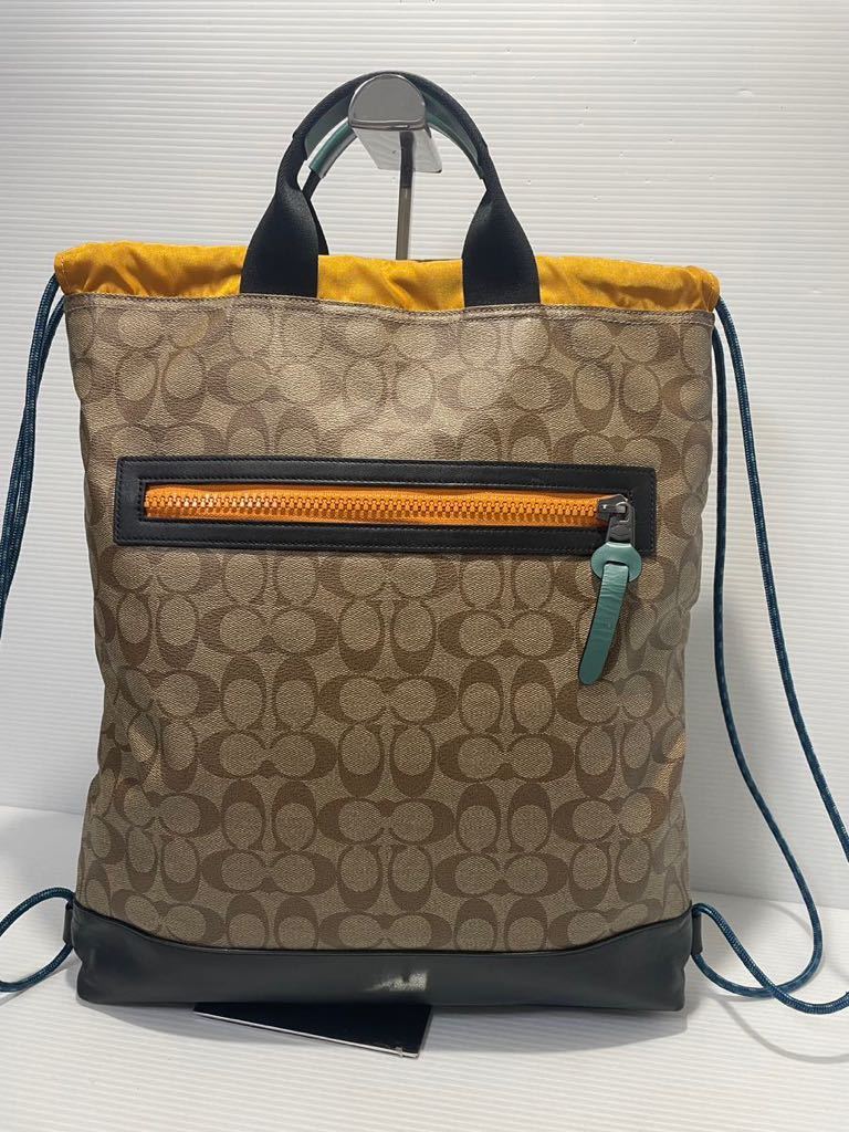 SS 1 ■ ほぼ未使用 コーチ COACH リュック トート2way レザーx PVCメンズ A4収納 ビジネスバッグ トート_画像2