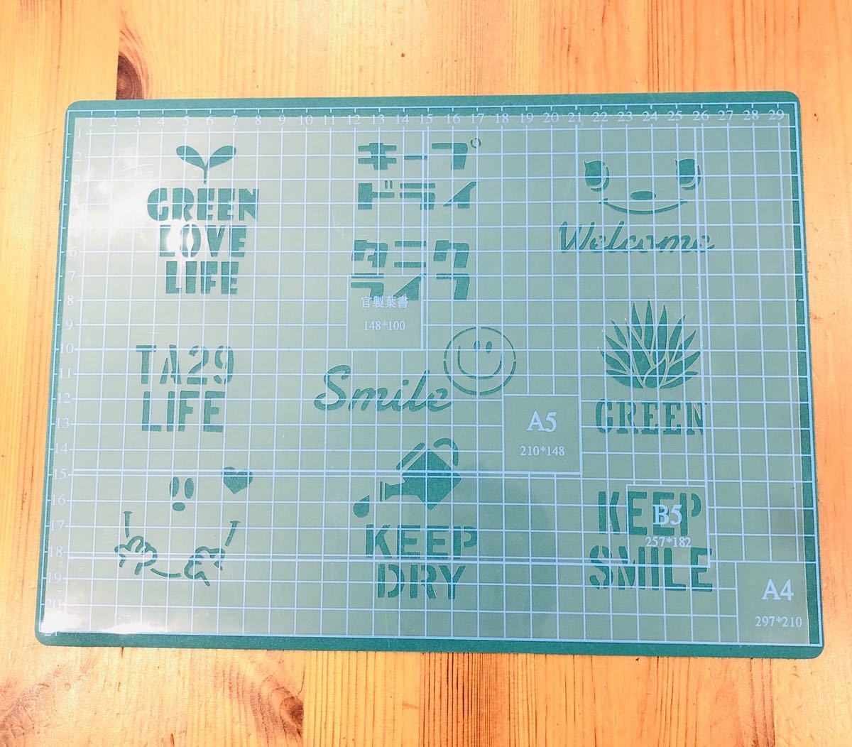 No.203 stencil seat Smile many meat TA29 green garden wellcome lime can remake can DIY stencil plate 