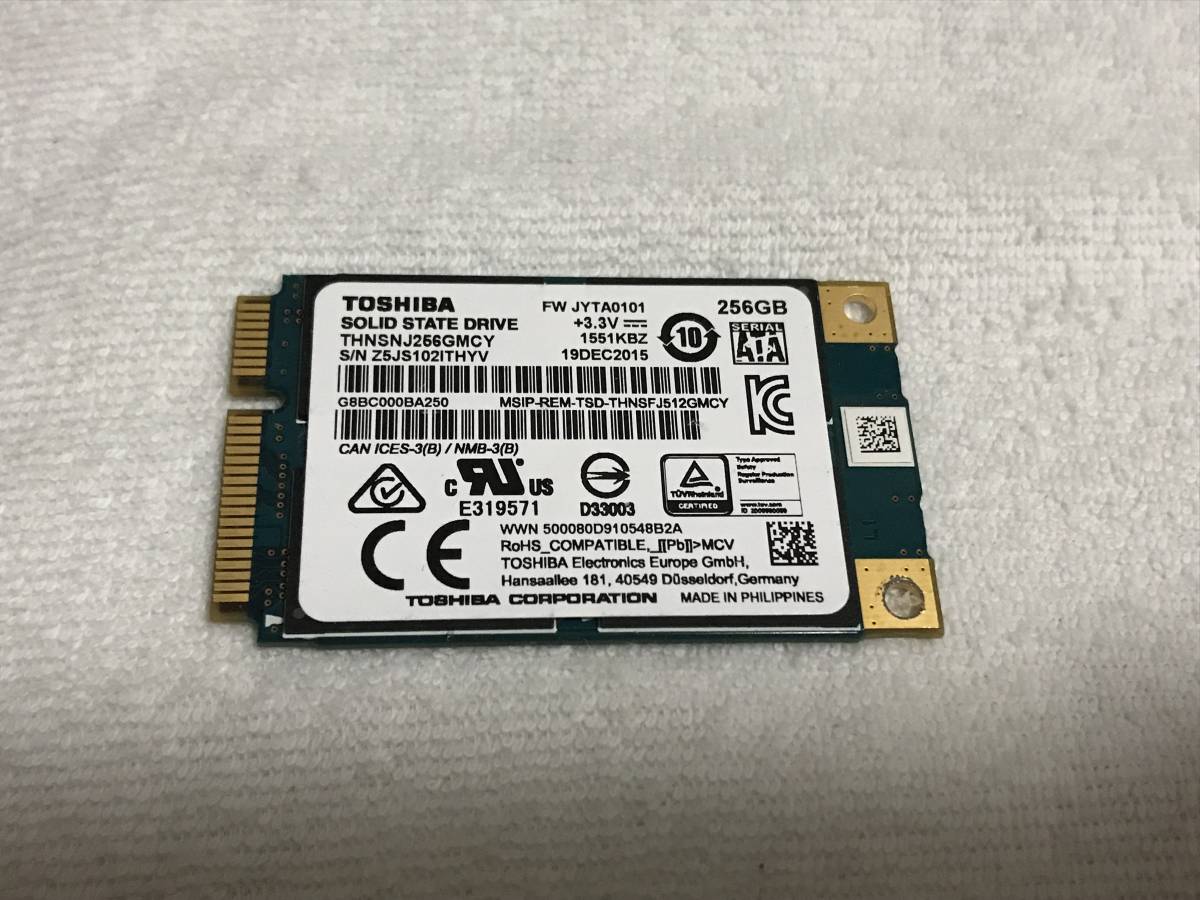 中古SSD TOSHIBA 256GB mSATA SSD MLC THNSNJ256GMCY 【使用時間：7716 時間】 管178_画像1