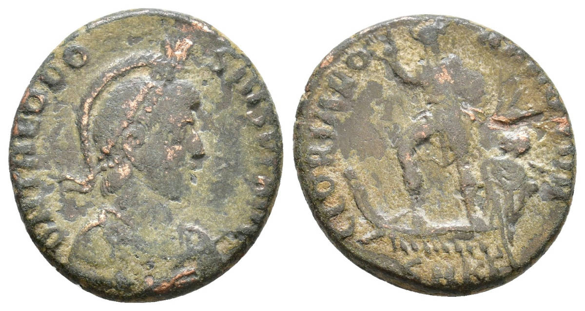 １円スタート! ・ローマ帝国　テオドシウス1世 (378-383 AD) センテニオナリス 青銅貨★アンティークコイン_画像1