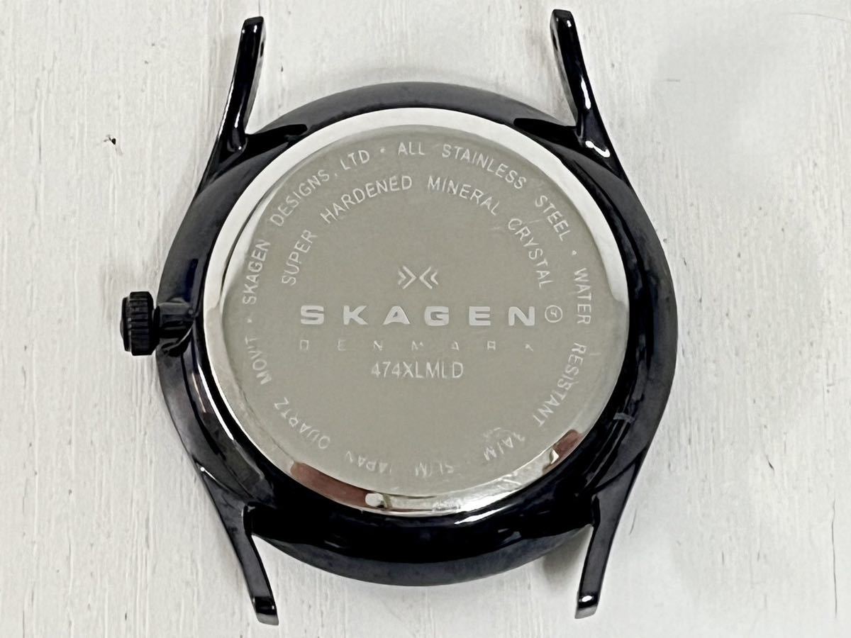 1h 電池交換済み SKAGEN DENMARK スカーゲン クォーツ メンズ 腕時計 474 XLMLD デイト ブラウン 文字盤 QZの画像7