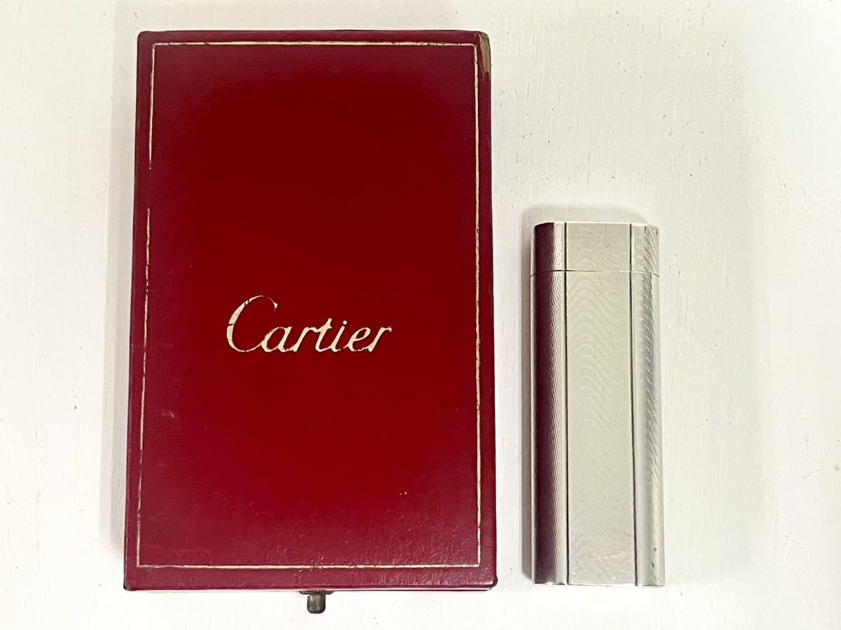 1h Cartier カルティエ ガス ライター シルバー 喫煙具　喫煙グッズ ケース 付き