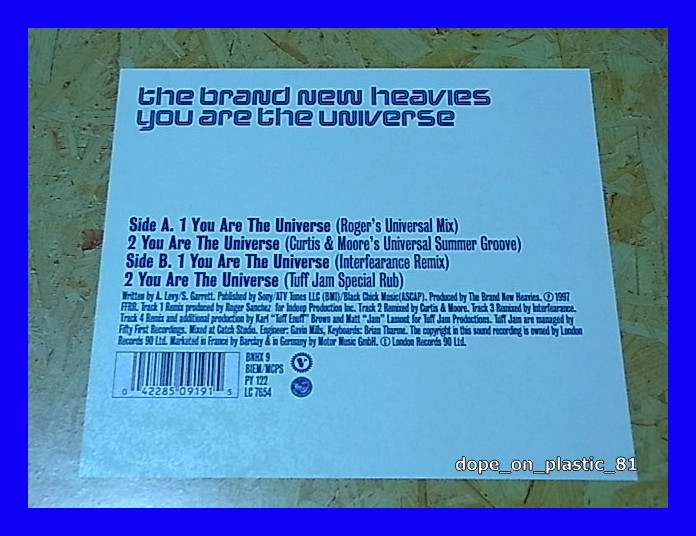 The Brand New Heavies / You Are The Universe/UK Original/5点以上で送料無料、10点以上で10%割引!!!/12'_画像2