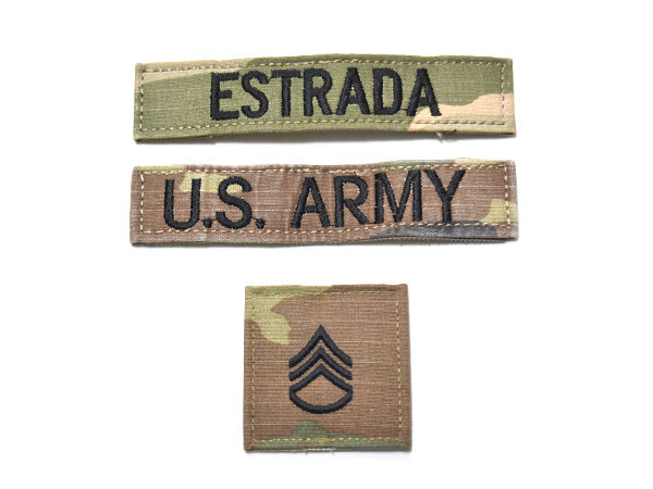 米軍実物 ARMY 陸軍 ネームタグ ネームテープ 階級章 OCP/マルチカム 3点セット G106_画像1