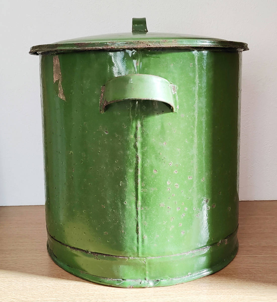 ●ホーロー 缶 ホーロータンク アンティーク 緑_画像4