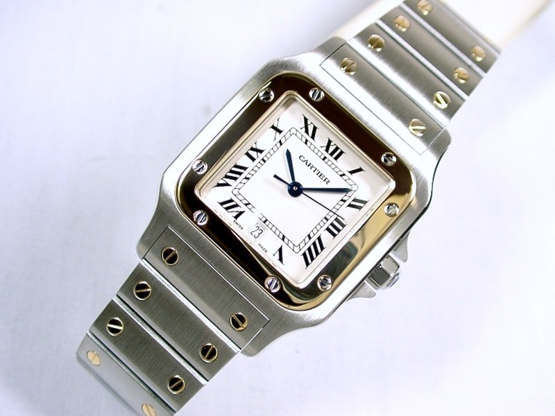 綺麗 CARTIER カルティエ サントスガルべ LM 187901 Cal.87 ベージュ メンズ 鑑定済_画像2