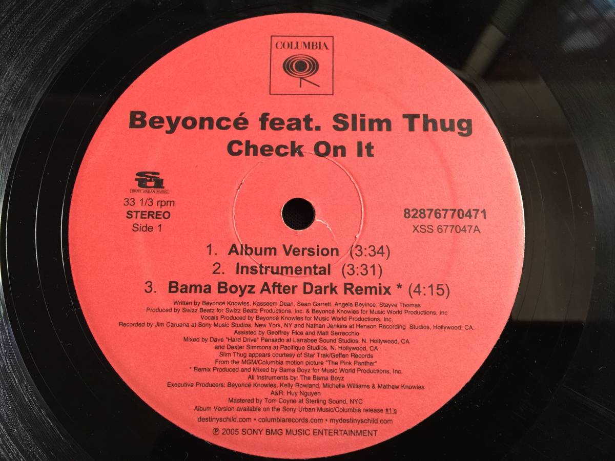 ★Beyonce Feat. Slim Thug / Check On It 12EP ★Qsjn2★ _画像1