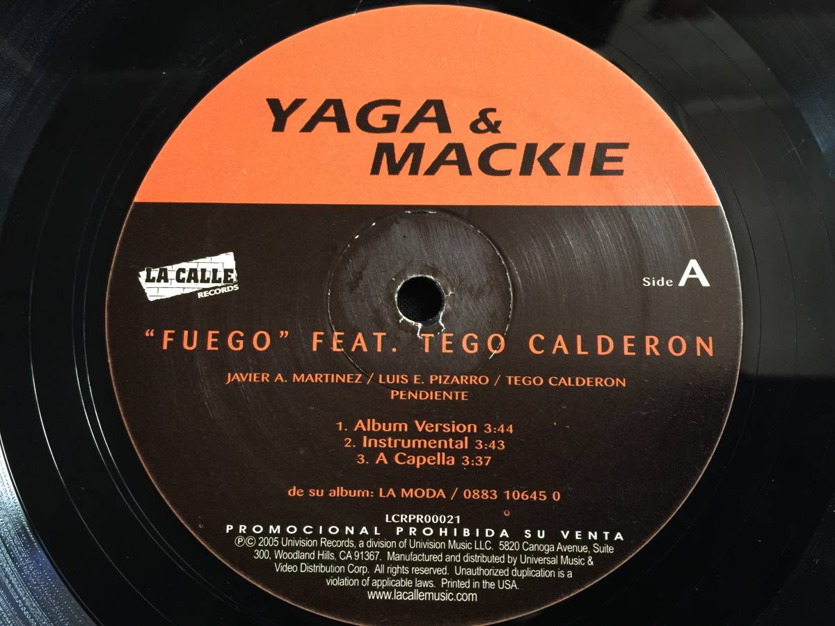 ★Yaga & Mackie Feat. Tego Calderon / Fuego 12EP ★Qsjn2★ Reggaeton, レゲトン_画像3