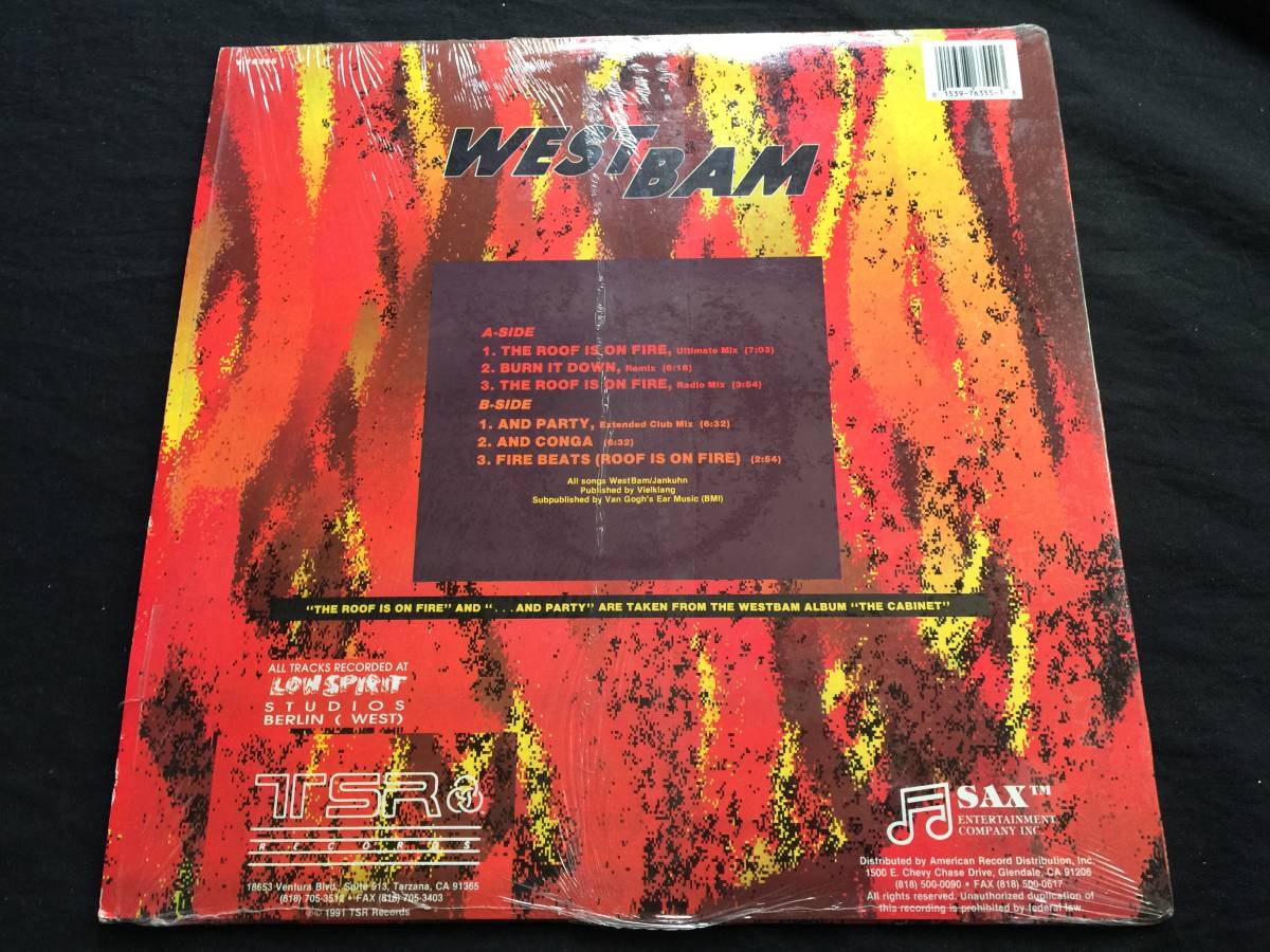 ★WestBam / The Roof Is On Fire! / And Party 12EP ★Qsjn4★ TSR 865, TSR Records V-76355_画像2