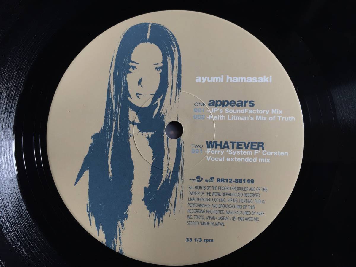 *Ayumi Hamasaki / Appears / Whatever 12EP *Qsavj* Rhythm Republic RR12-88149, Ferry &#34;System F&#34; Corsten