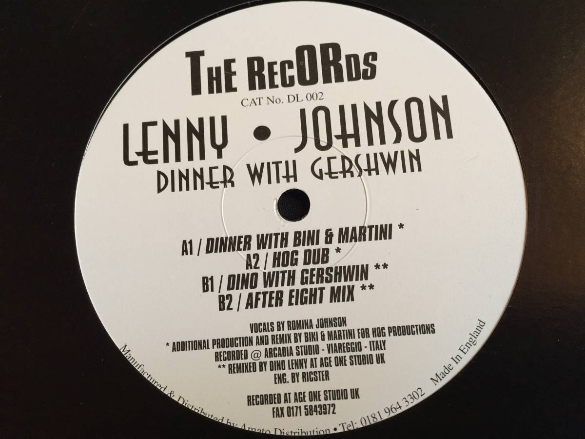 ★Lenny Johnson / Dinner With Gershwin 12EP ★Qsjn5★ The Records DL 002_画像1