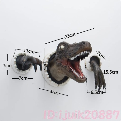 Fs2303: 恐竜 壁 模型 おもちゃ 3ピース 壊れた壁 3D アート 新品 モデル 大型 固体 模擬_サイズ（約）