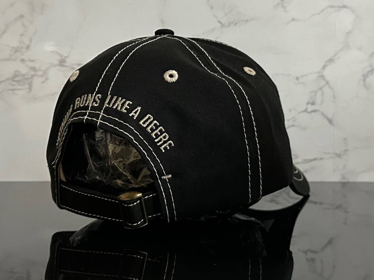 【未使用品】48D クール★JOHN DEERE ジョン・ディア キャップ 帽子CAP クールなブラックのコットン素材にライトグレーロゴ《FREEサイズ》_画像5