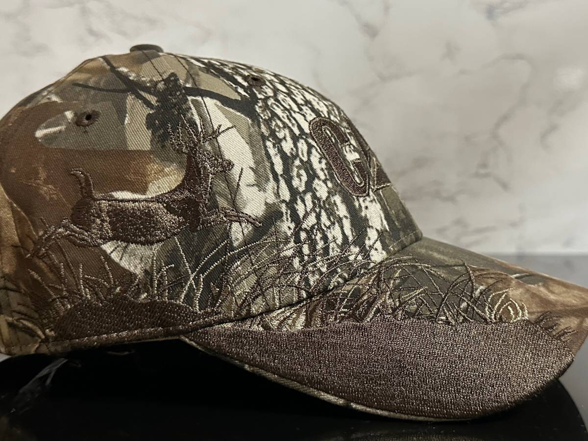 【未使用品】43F★Caterpillar CAT キャタピラー 迷彩柄 キャップ 帽子 CAP REALTREE製ウット系迷彩柄にブラウンの鹿柄刺繍《FREEサイズ》_画像7