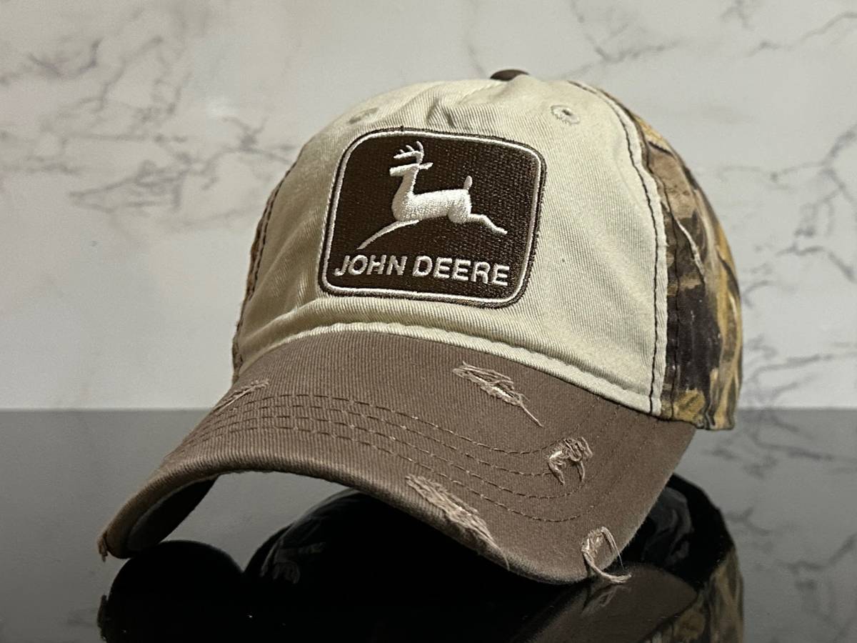 【未使用品】50D★JOHN DEERE ジョン・ディア キャップ 帽子 CAP ビンテージ加工のブラウンとベージュにウット系迷彩柄！《FREEサイズ》_画像1