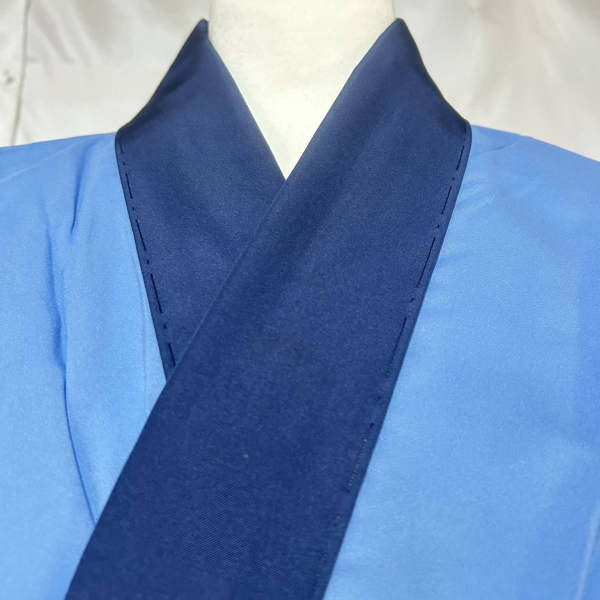 * kimono .* author thing .. equipped for man ... long kimono-like garment scenery Japanese clothes Japanese clothes kimono polyester light blue #Y619