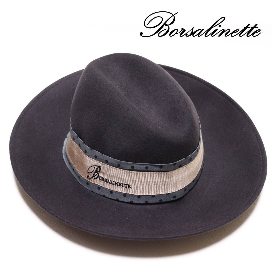 《Borsalinette by Borsalino ボルサリネッテ》新品 イタリア製 秋冬 ワイドブリム 高級ウール フェルトハット 中折れハット M(57cm)A8672_画像1