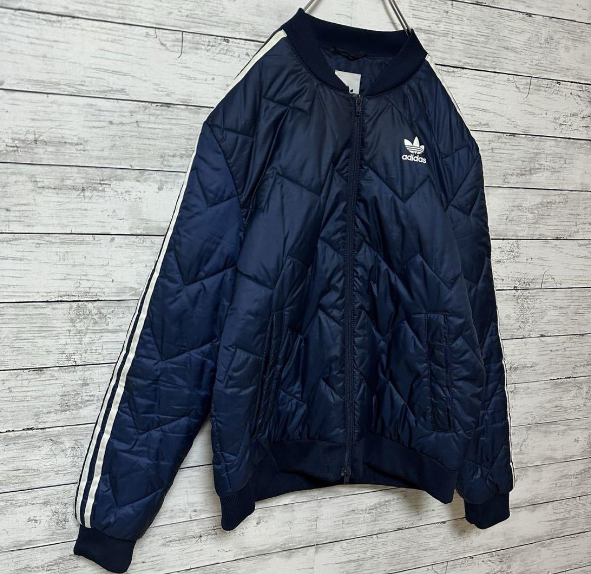 adidas originals アディダス オリジナルス SST QUILTED JACKET キルティング 中綿 ボンバー ジャケットMA-1 ブルゾン Mサイズ ネイビー 紺_画像3