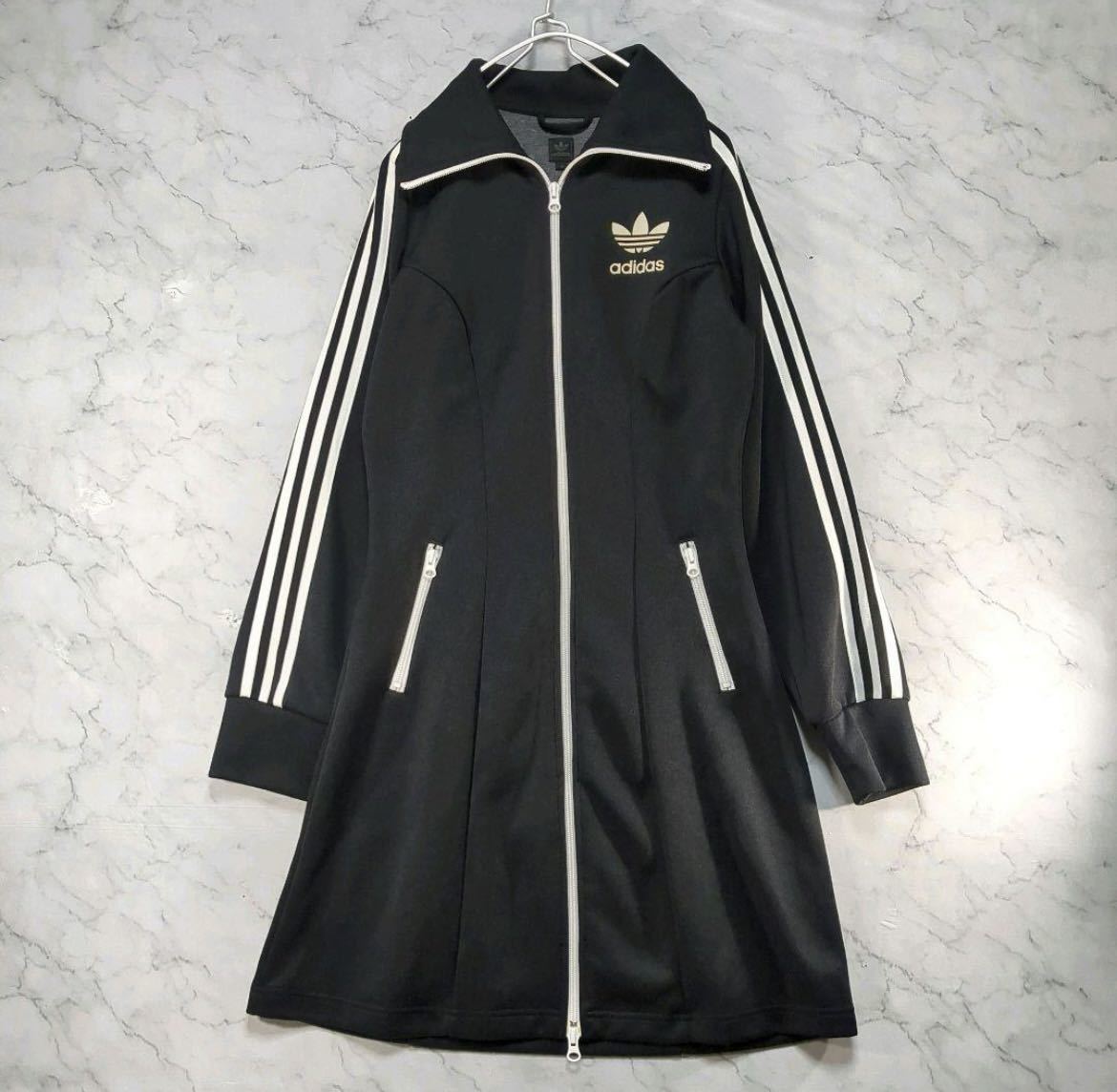 廃盤 ごじはる着 adidas originals アディダス オリジナルス ジャージ ワンピース トラックジャケット S 黒 ブラック 黒タグ 安室奈美恵_画像2