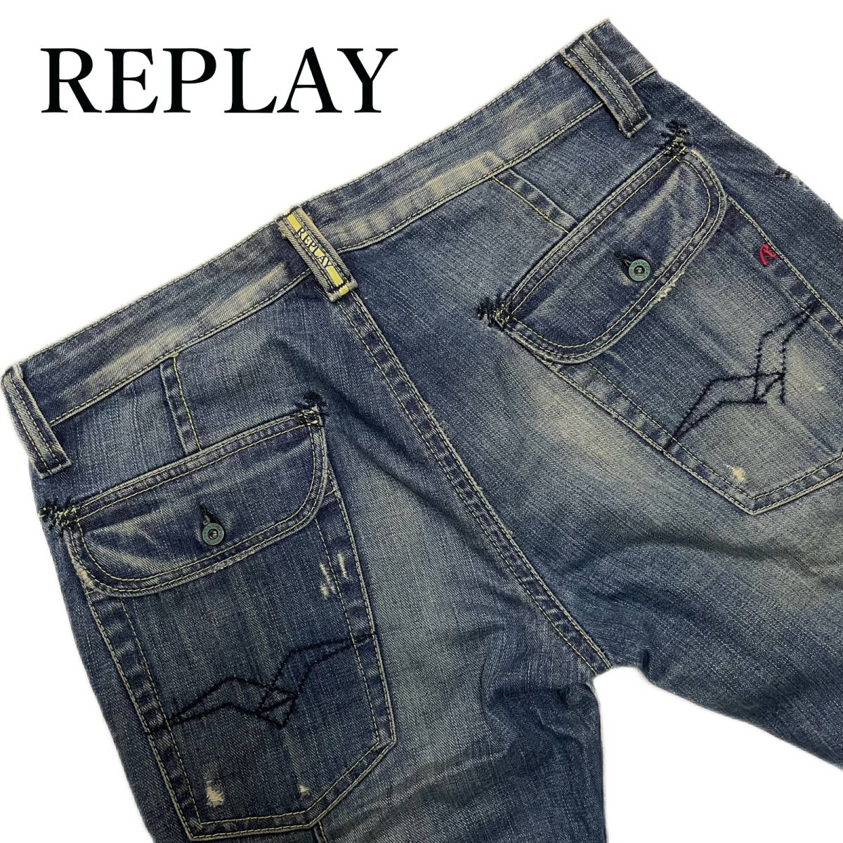 REPLAY リプレイ W33(約90cm)　MV991A.034　フラップポケット ダメージ加工 デニムパンツ　ジーンズ_画像1