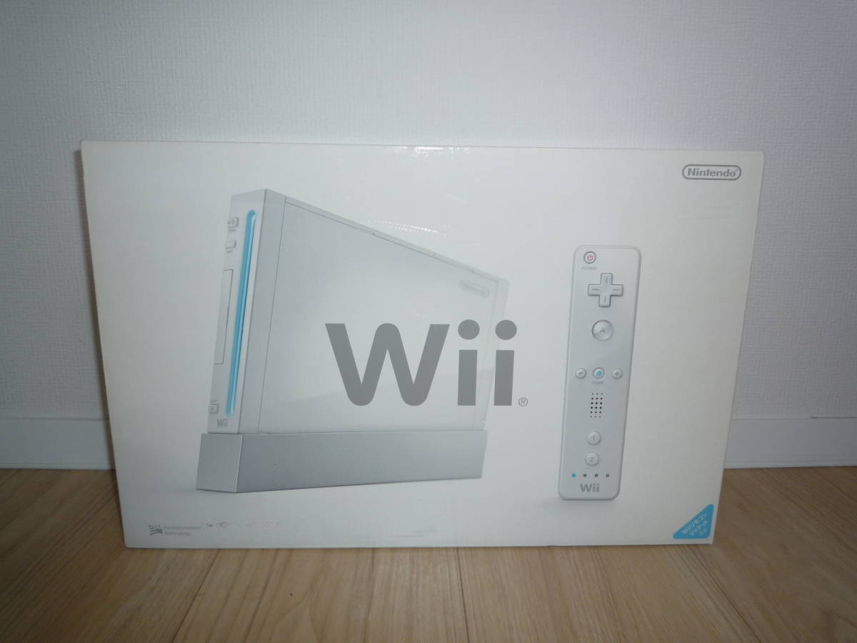 【未使用】Nintendo/任天堂 Wii：RVL-S-WD/シロ・白（本体：RVL-001/他セット品）★ゲーム機/箱入り/付属品完備