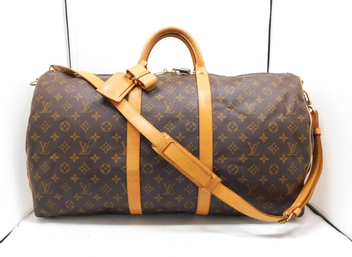 LOUIS VUITTON ルイヴィトン ★ モノグラム キーポル55 バンドリエール M41414 ボストンバッグ 旅行鞄【VI0943】パドロック/鍵あり_画像1