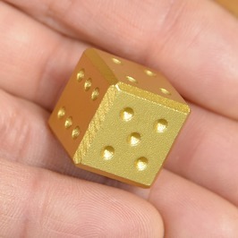 サイコロ 直角 アルミ合金製 ダイス 16mm [ ゴールド ] 骰子 賽子 dice さいころ エッジ無し 面取り_画像3