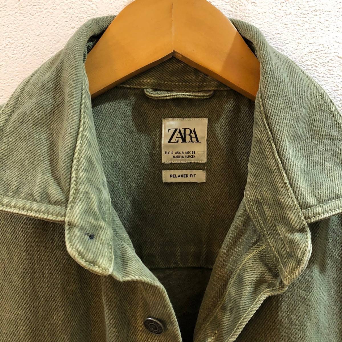 ZARA/ザラ 長袖 コットンジャケットシャツ カーキ メンズ Sの画像3