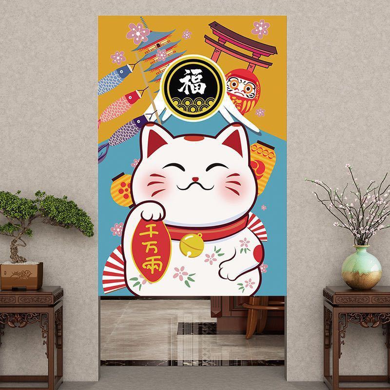 ロングタイプ のれん 85cm×150cm 招き猫 送料無料 新品 かわいい 富士山 だるま _画像2