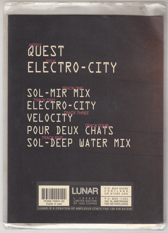 【CD】QUEST - Electro-City【1996年Frans de Waard/Ambient】_画像2