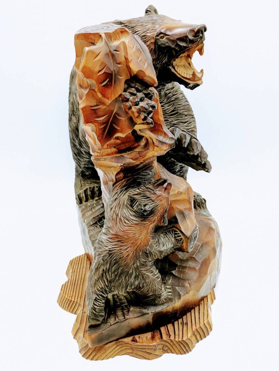 【1円スタート】旧家蔵出し 木彫り 熊　民芸品 工芸品 置物 彫刻 木 アンティーク オブジェ インテリア_画像3