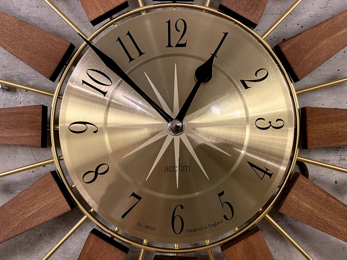 Sunburst Clock(midcentury,サンバースト,スターバースト,ビンテージクロック,ミッドセンチュリー,イームズ,50's,スペースエイジ_画像7
