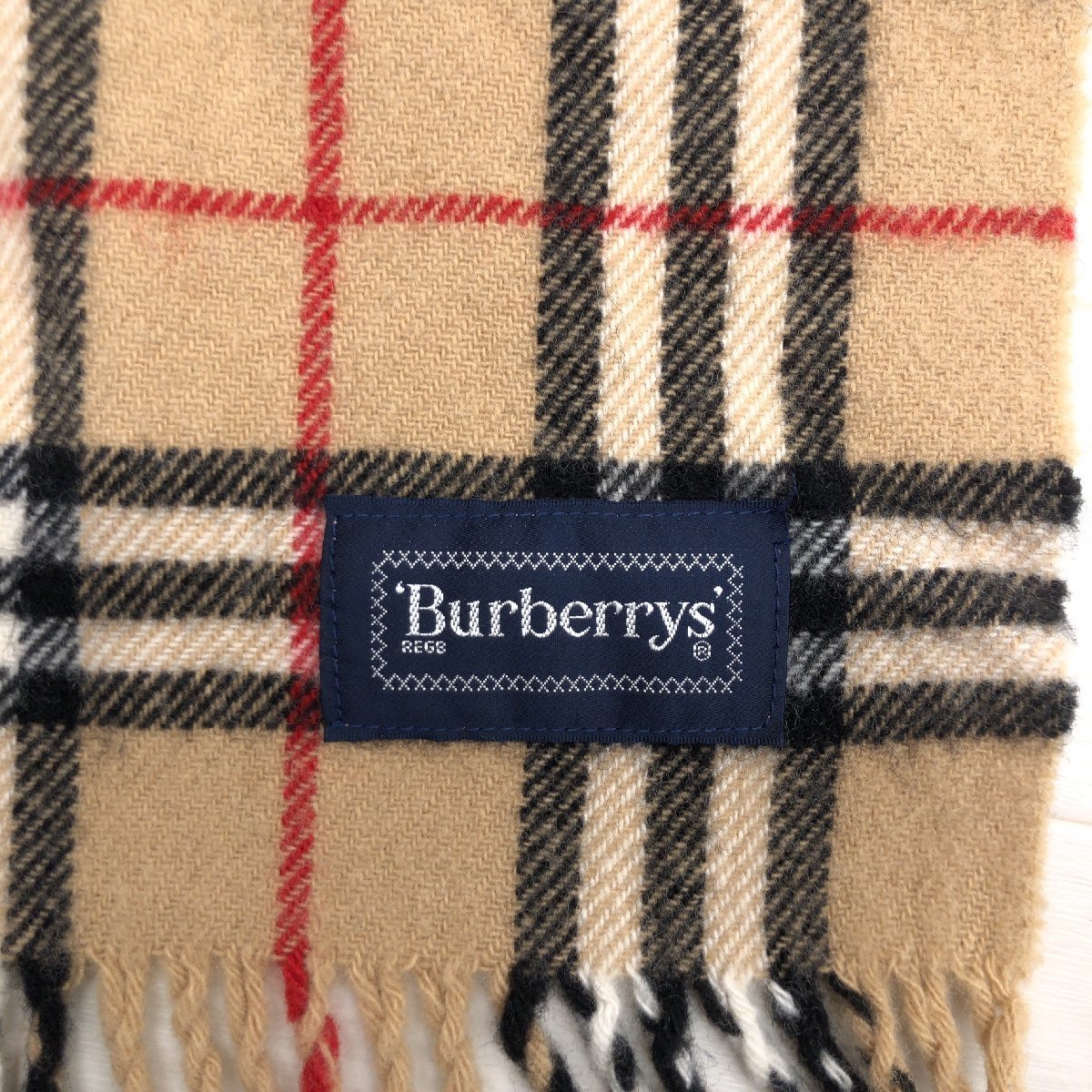 ●BURBERRY バーバリー ホース刺繍 ウール100% ノバチェック ブランケット ベージュ系 ひざ掛け 国内正規品 レディース 女性用 婦人_画像2