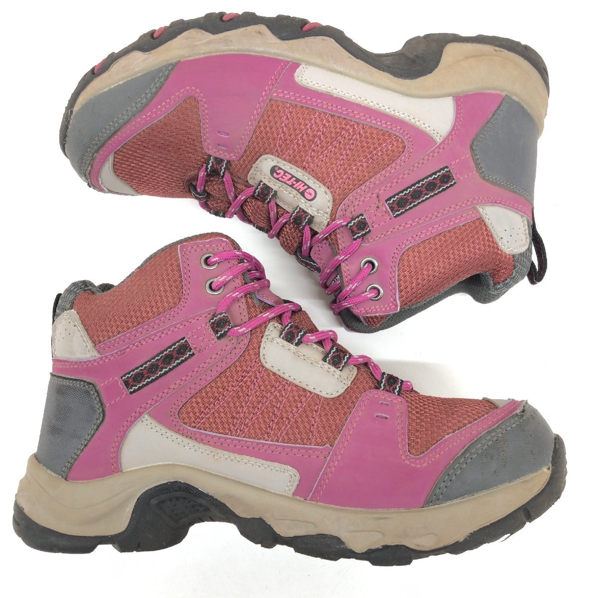 ●HI-TEC ハイテック ウォータープルーフ トレッキングシューズ 22.5cm ピンク系 アウトドアシューズ 登山靴 ハイキング レディース 女性用の画像6