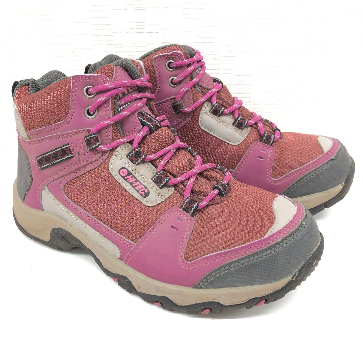 ●HI-TEC ハイテック ウォータープルーフ トレッキングシューズ 22.5cm ピンク系 アウトドアシューズ 登山靴 ハイキング レディース 女性用の画像3