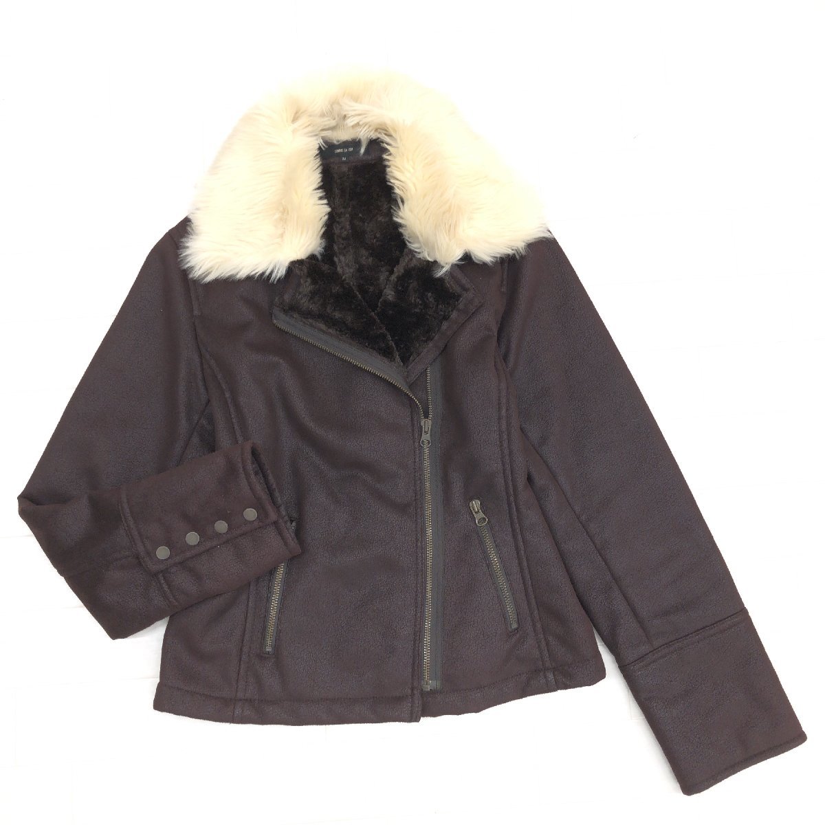 *COMME CA ISM Comme Ca Ism reverse side boa eko mouton rider's jacket M dark brown fake mouton fur lady's for women woman 