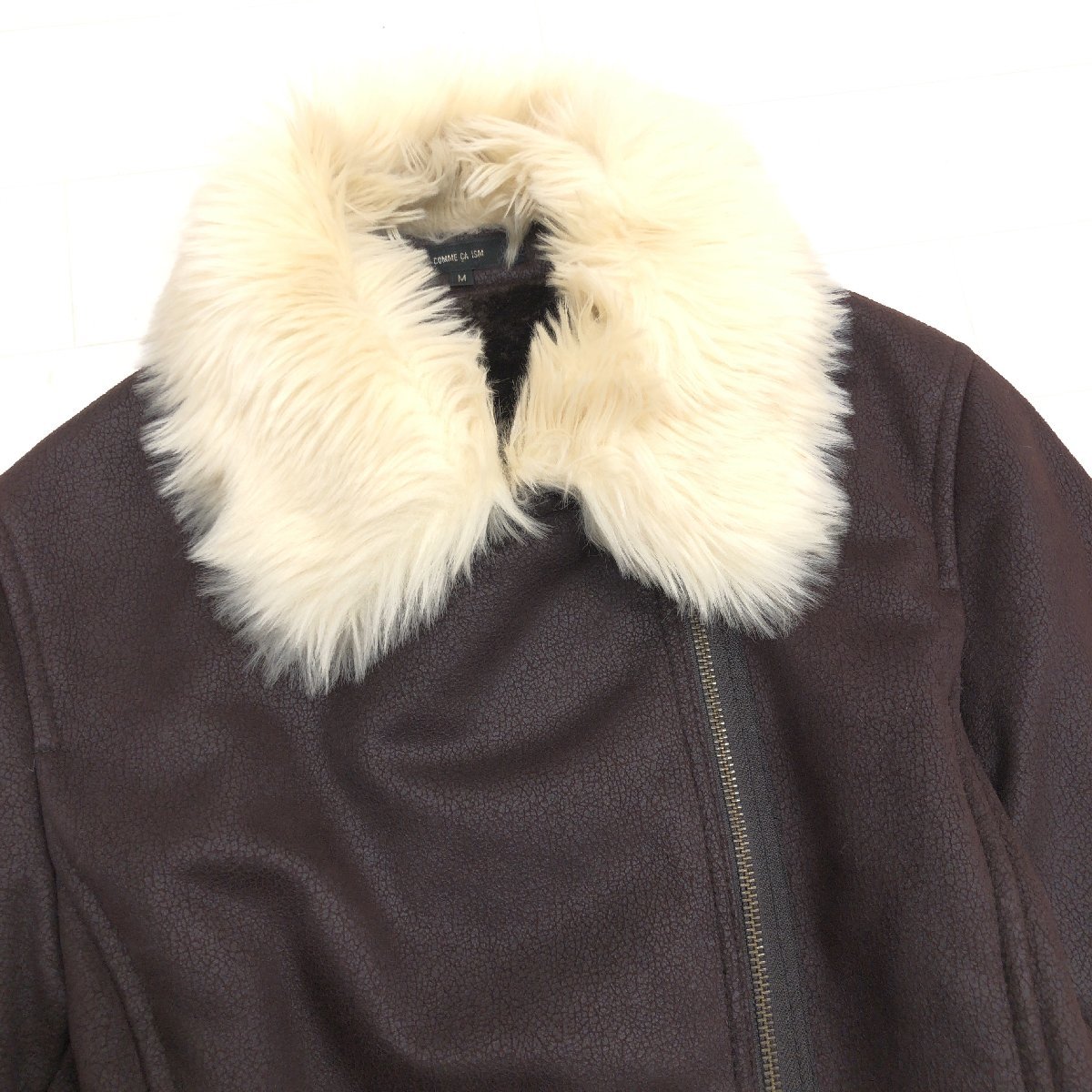 *COMME CA ISM Comme Ca Ism reverse side boa eko mouton rider's jacket M dark brown fake mouton fur lady's for women woman 