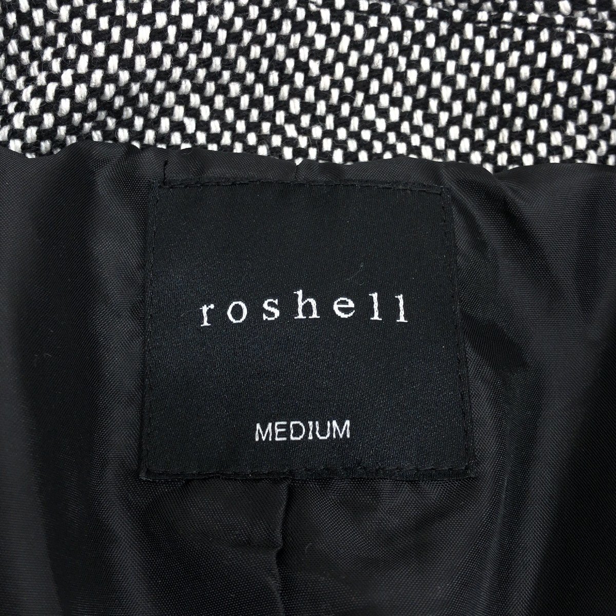 ◆新品 roshell ロシェル イタリアンカラー コート M 白×黒 ホワイト ブラック ジャケット ブルゾン 国内正規品 メンズ 紳士 未使用の画像3