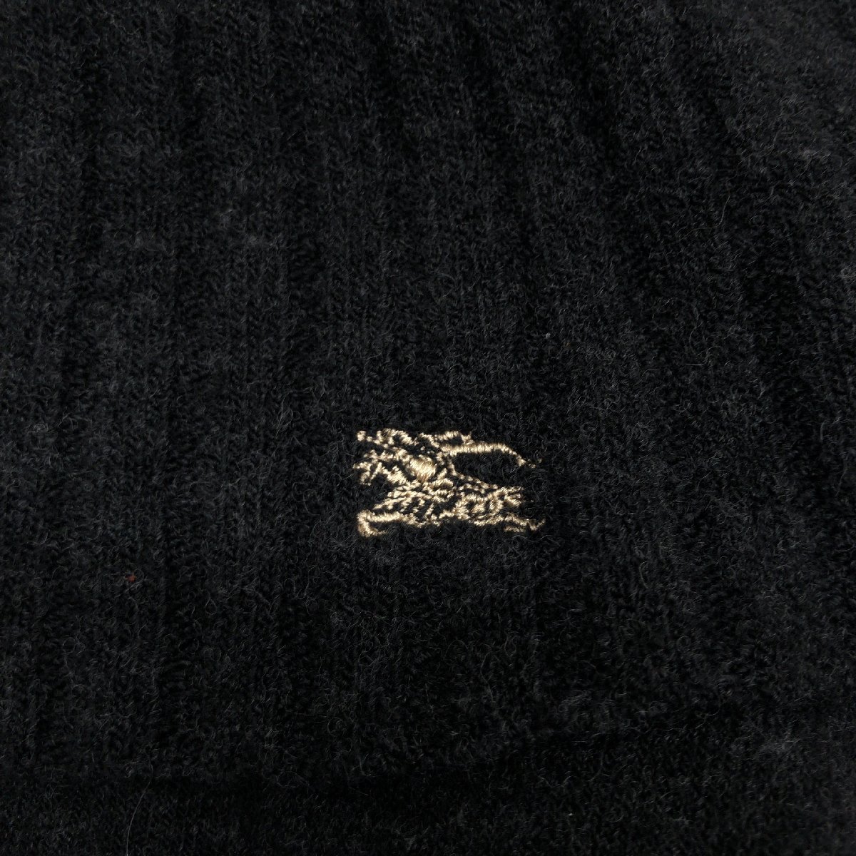 ●BURBERRY BLUE LABEL バーバリー ホース刺繍 ノバチェック 切替デザイン ウール ニット ワンピース 38(M) 日本製 オープンネック 女性用_画像4