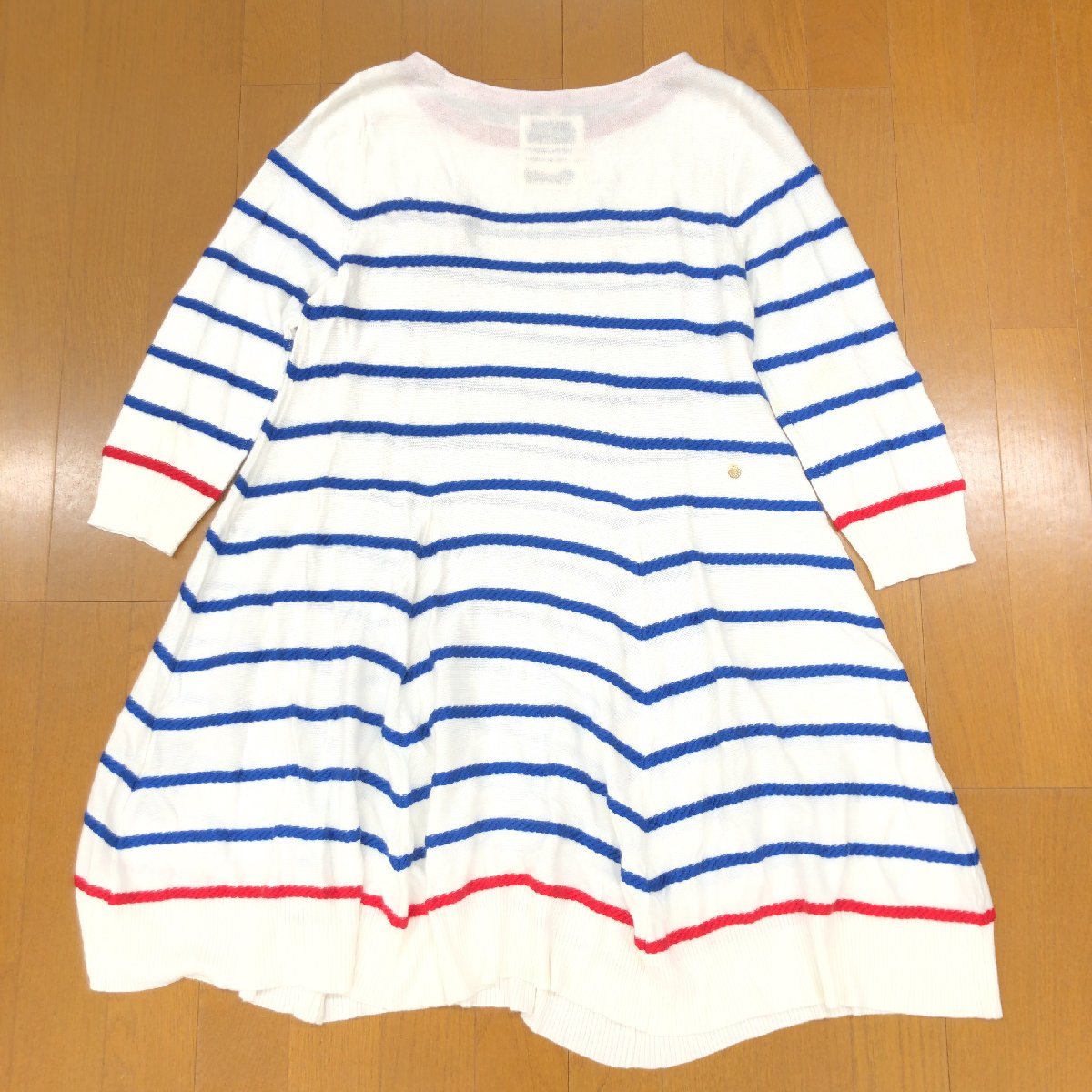 ●MUVEIL×muguet fifth avenue ミュベール ミュゲフィフスアベニュー アンゴラブレンド ボーダー ニット チュニック ワンピース 38(M)_画像2