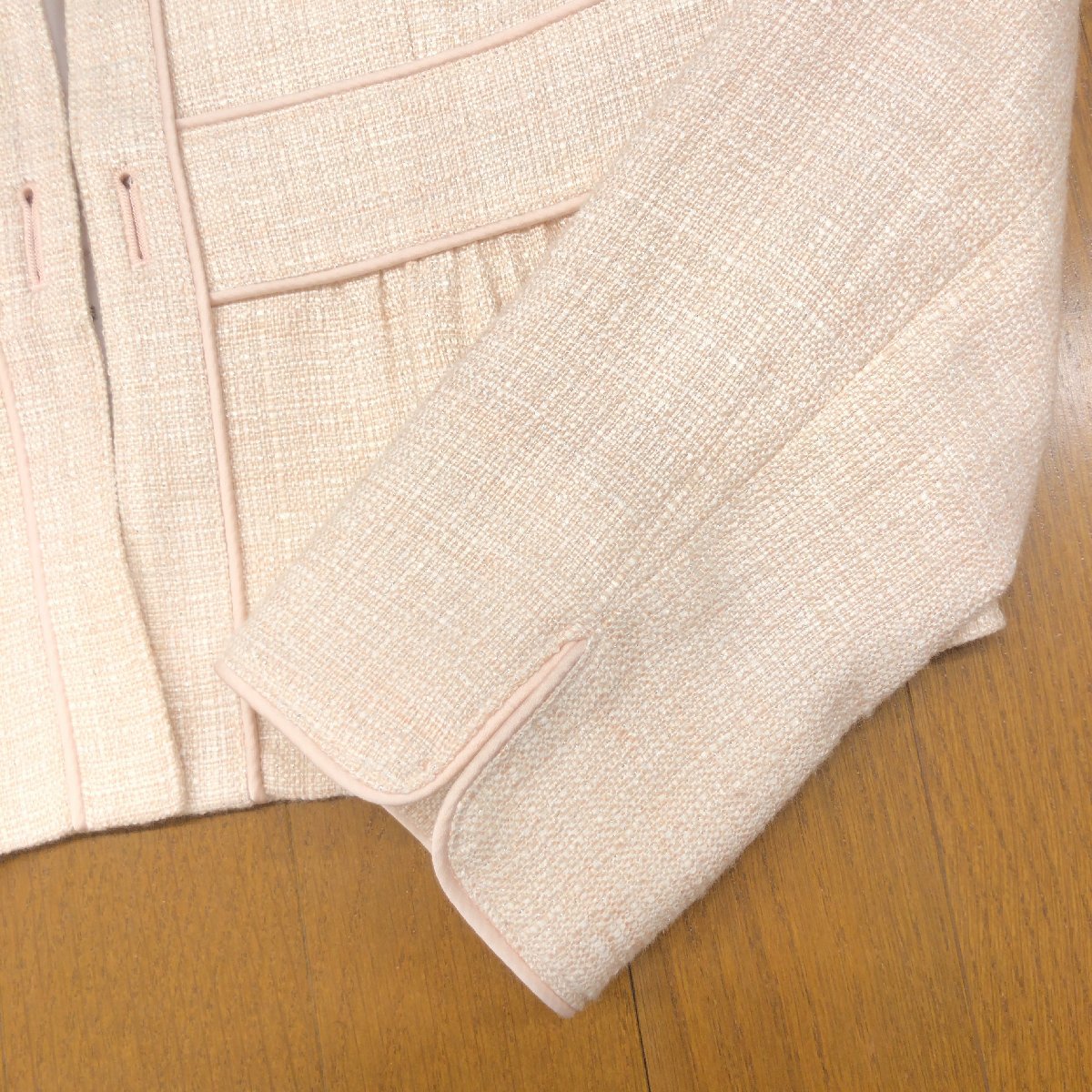 ●Aylesbury アリスバーリー ウールブレンド ストレッチ スカート スーツ 上下セットアップ 9(M) ライトベージュ 日本製 東京スタイルの画像6