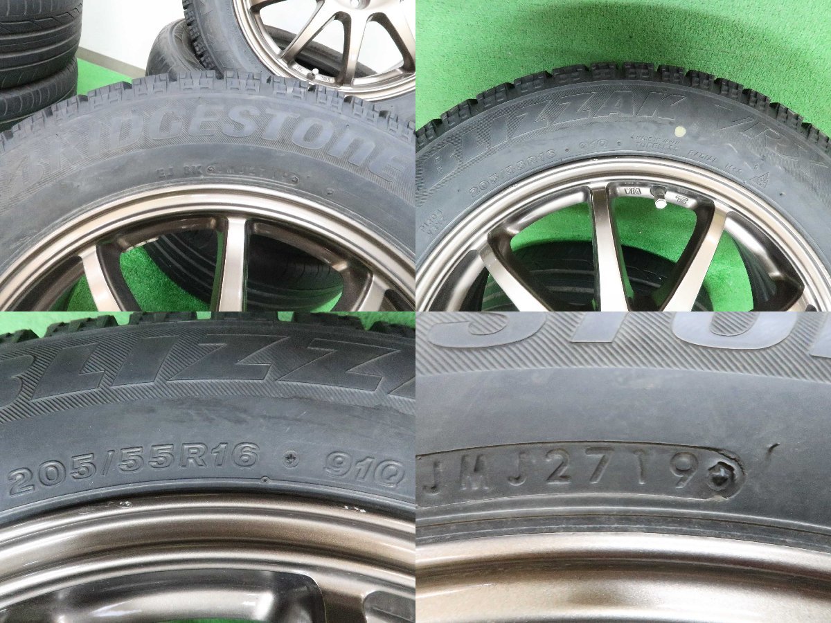 4本 社外 16インチ 6.5J +47 5H PCD 100 スタッドレス ブリヂストン ブリザック VRX 205/55R16 カローラ プリウス 86 インプレッサ BRZ G4_画像7