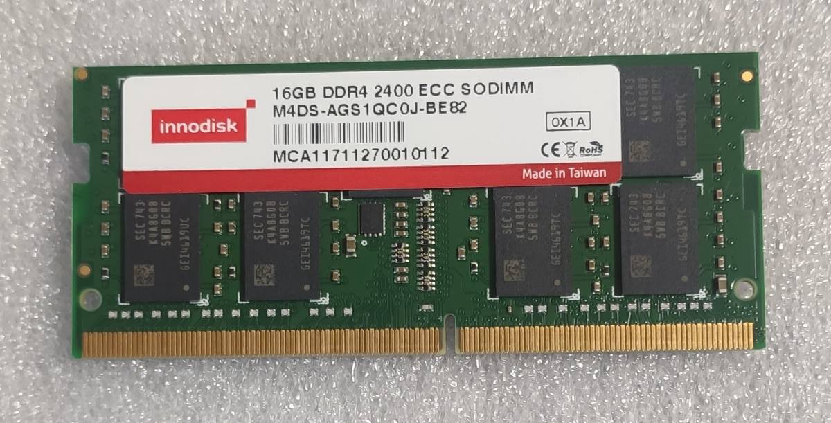 innodisk 16GB x1 DDR4 2400MHZ M4DS-AGS1QC0J-BE82 ECC バッファなし SODIMM 260ピン（送料無料）_画像1