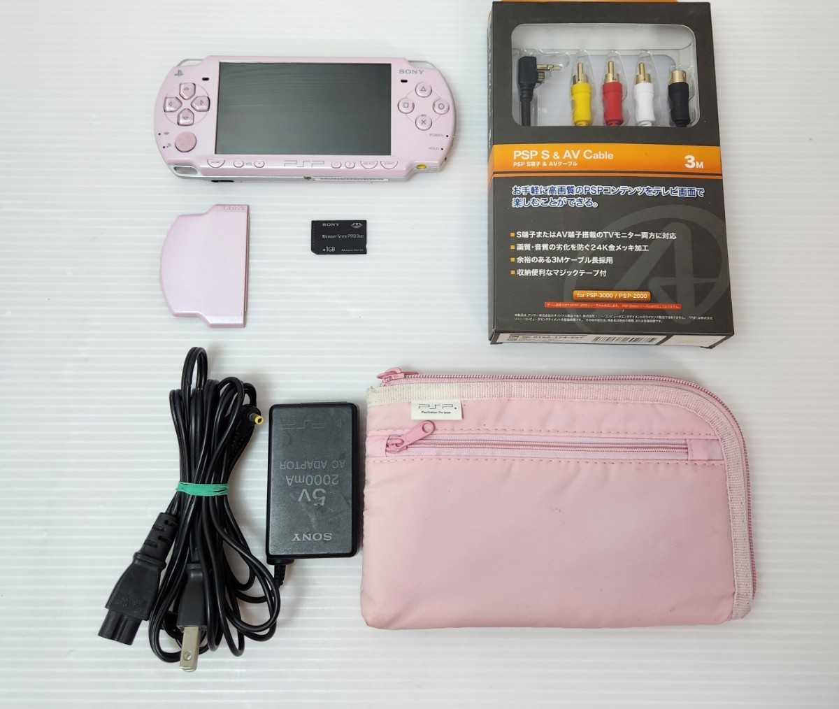  прекрасный товар / рабочий товар PSP[ PlayStation * портативный ] rose * розовый 1GB, телевизор AV кабель, сумка (PSP-2000RP)