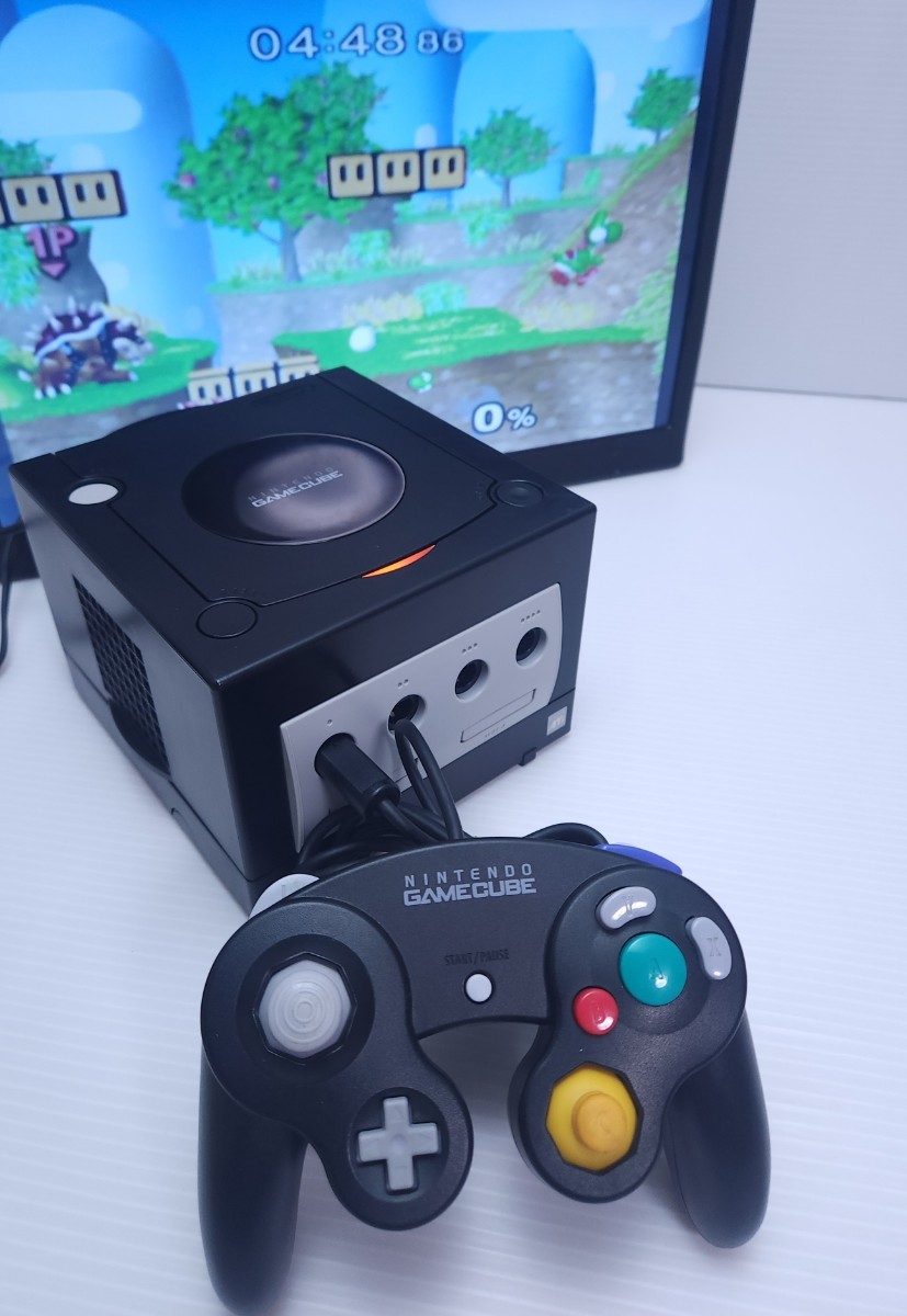 美品 / 動作品 Nintendo GC 任天堂 ニンテンドー ゲームキューブ GameCube DOL-001 ブラック,コントローラ /ACアダプタ セット(158)_画像2