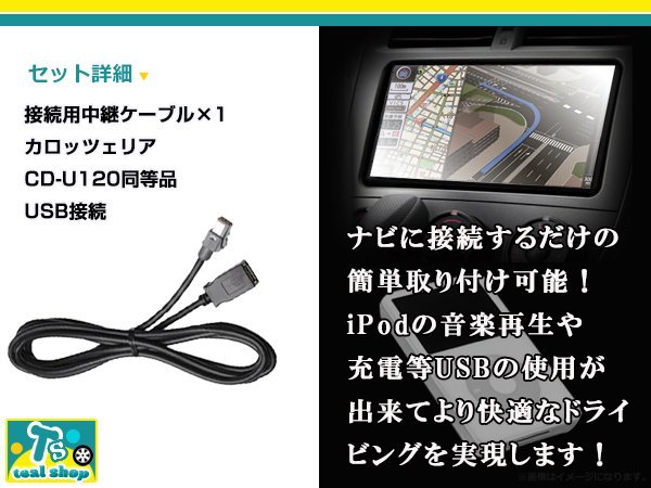 pioneer carrozzeria サイバーナビ AVIC-ZH07 USB接続中継用ケーブル CD-U120互換 iPhone iPod カーナビ接続_画像2