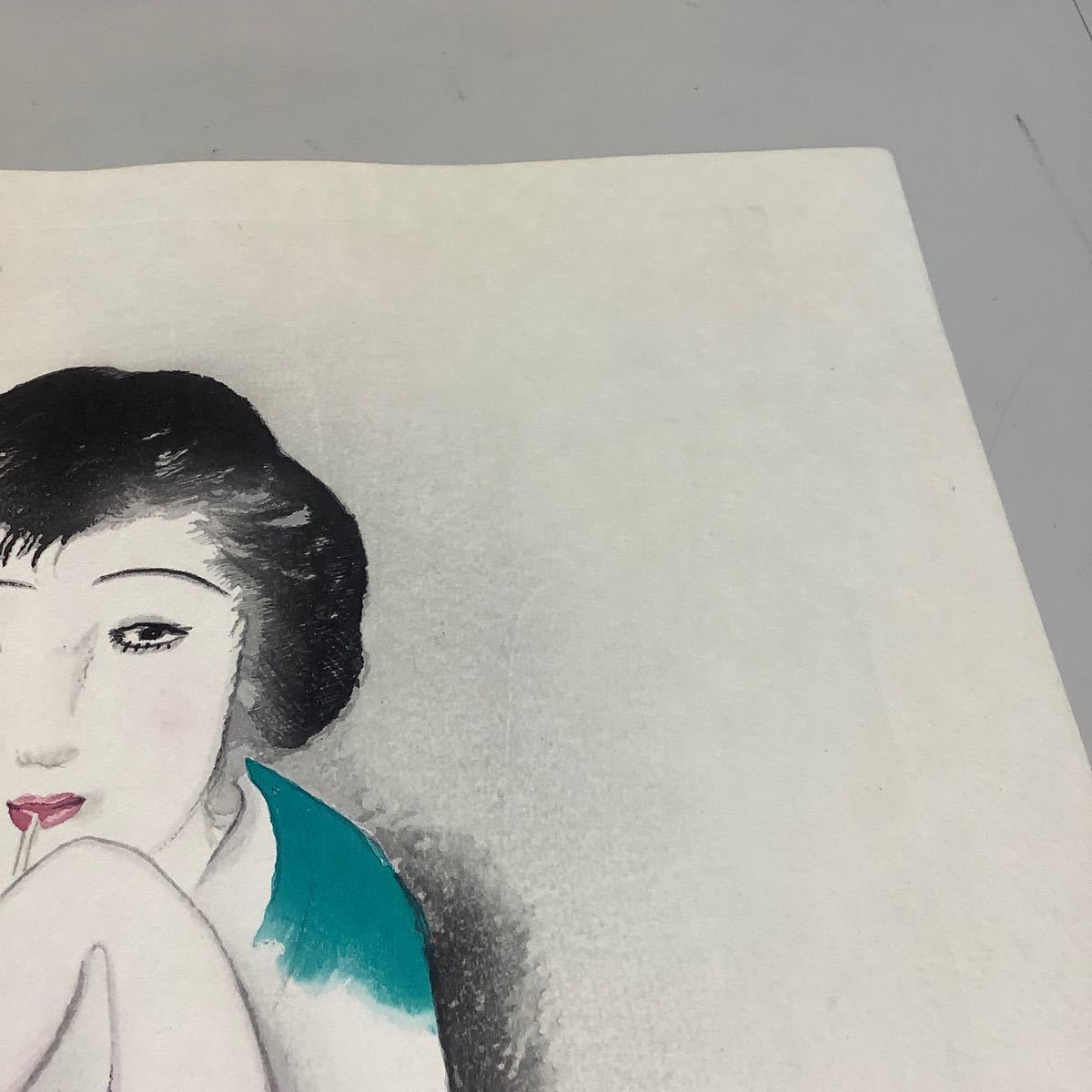 (12) 竹久夢二 大正の女 65/100 彫摺 松永安生 黒猫屋版 木版画 現状品 _画像3